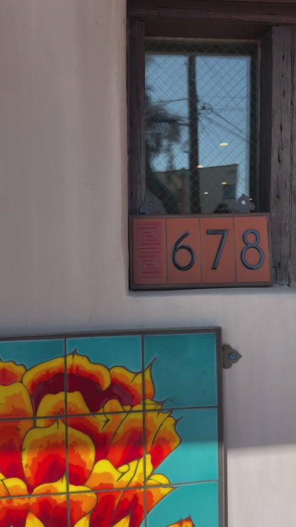 Custom Framed Tile House Number Set: Frank Lloyd Wright© - Terra Cotta