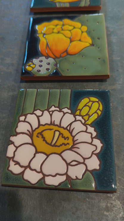 4”x4” Desert Flora Coaster: Prickly Pear