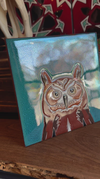 Great Horned Owl Tile Art Trivet