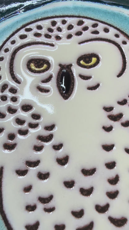 Snowy Owl Tile, Pacific Blue Collection
