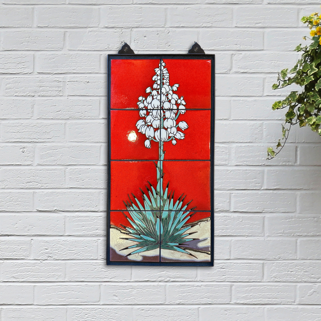 Red Yucca Design Yucca on Terra Cotta, Red, or Emerald, 12x24 Tile Mural - Arizona ...