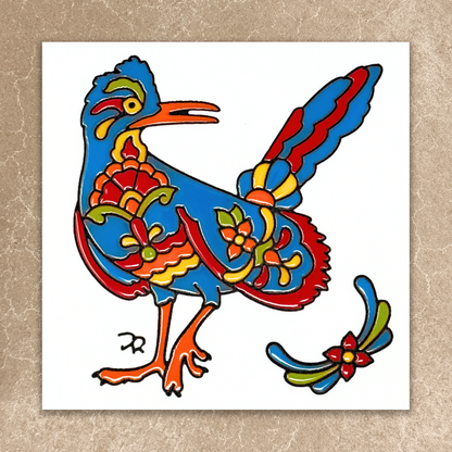 Colorful bird illustration on a white background