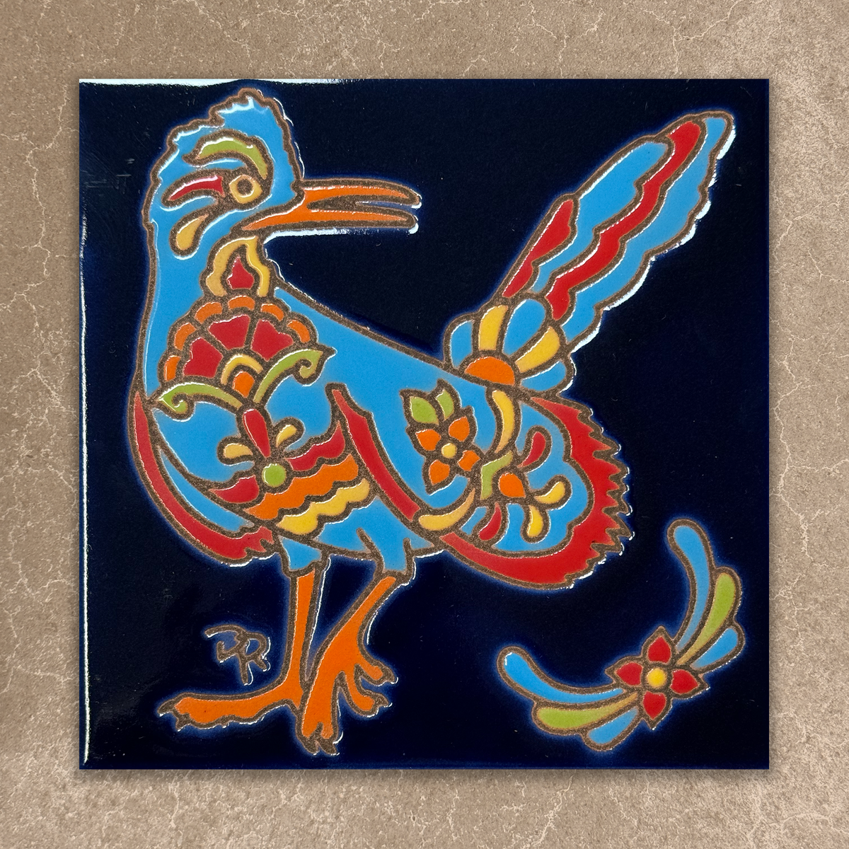 Talavera Roadrunner Tile (8432), Earthtones Heritage Collection
