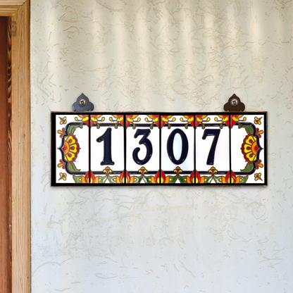 Custom Hand Glazed Blue on White Talavera | Talavera End Caps | Ceramic Tile House Numbers | Colorful Address Sign | Made in Arizona