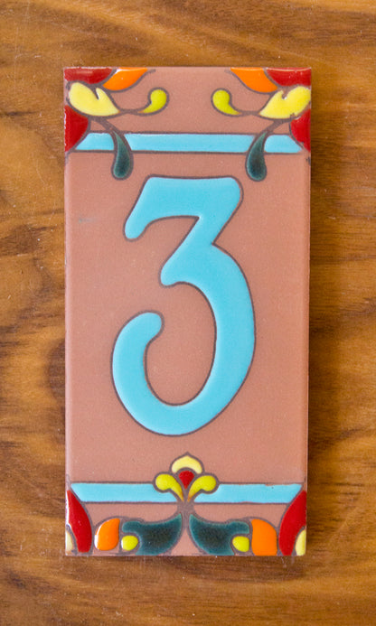 Talavera: Turquoise Individual 3x6 House Number Tiles and End Caps