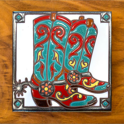 Cowboy Boots Tile Art Trivet