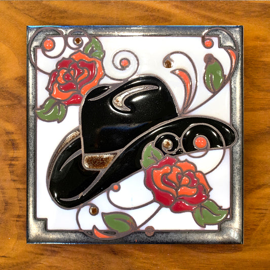 Cowboy Hat Tile Art Trivet