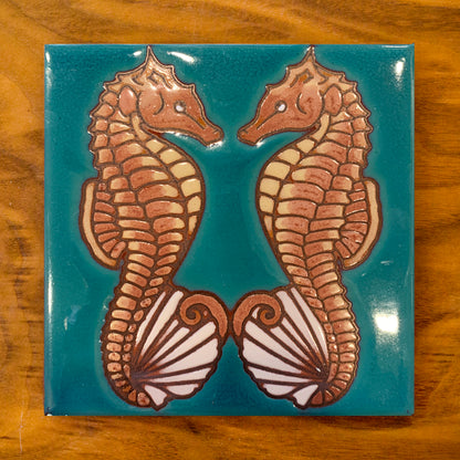 Seahorses Art Tile Trivet in 3 color options