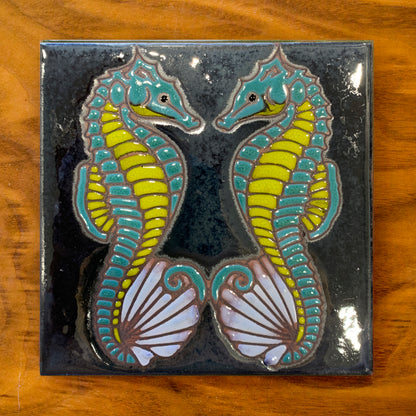 Seahorses Art Tile Trivet in 3 color options
