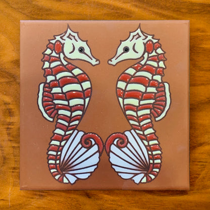 Seahorses Art Tile Trivet in 3 color options