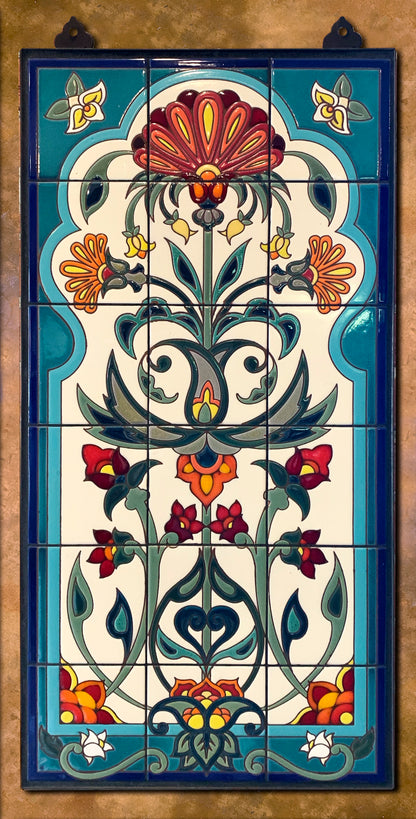 Arabesque Indian Floral Fine Art Tile Mural