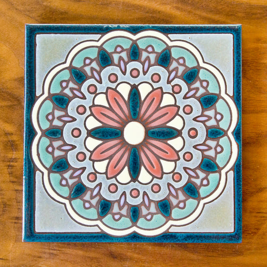 Daisy Mandala Tile Art Trivet