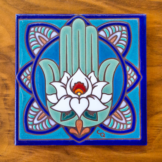 Hamsa Hand Tile Art Trivet