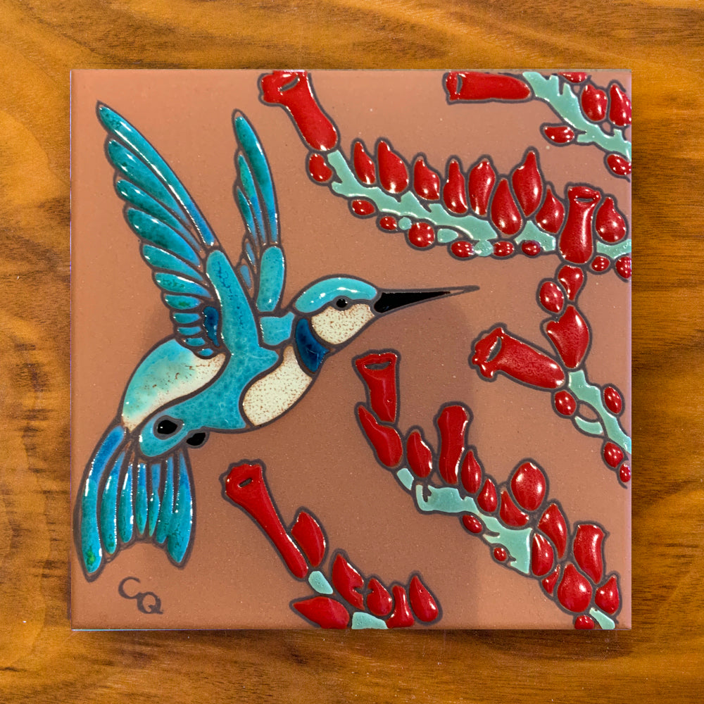 Hummingbird with Ocotillo Tile Art Trivet