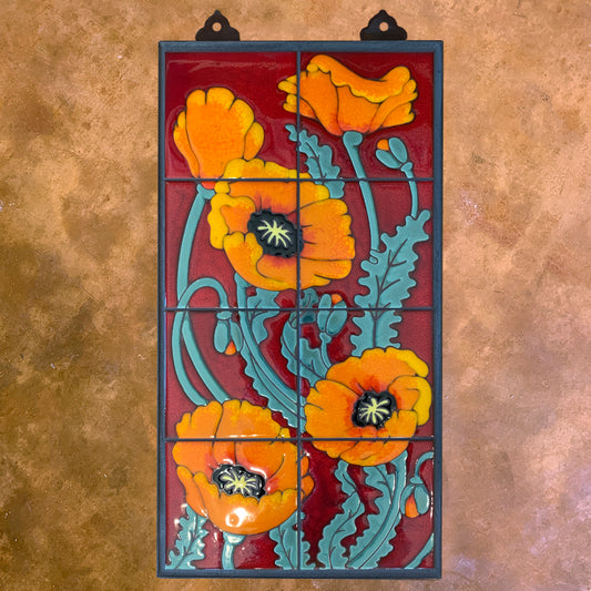 Left Poppies on Red