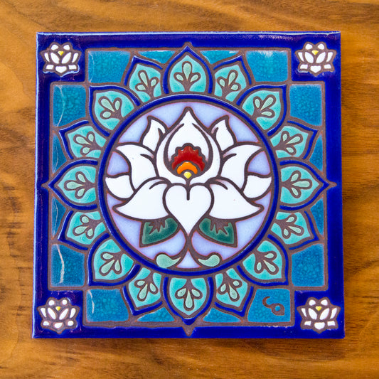 Lotus Mandala Tile Art Trivet