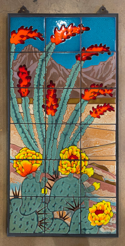 Ocotillo with Full Background Fine Art Tile Mural 18"x36"