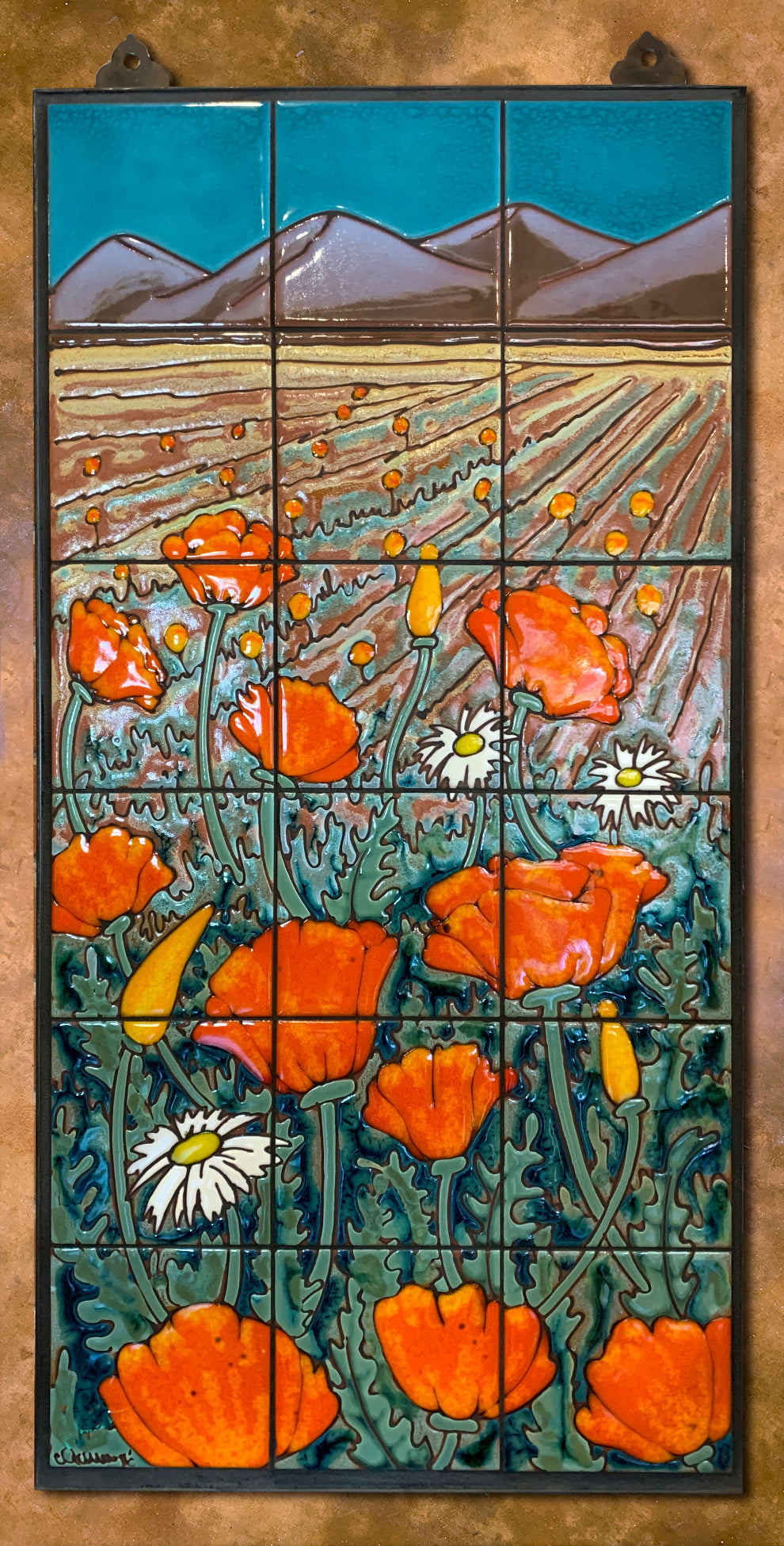 Poppies in Field Fine Art Tile Mural 18"x36" – Carly Quinn Designs