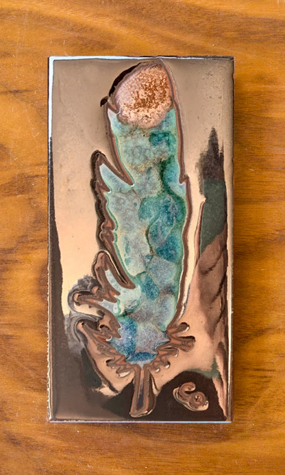 Watercolor Feather on Silver